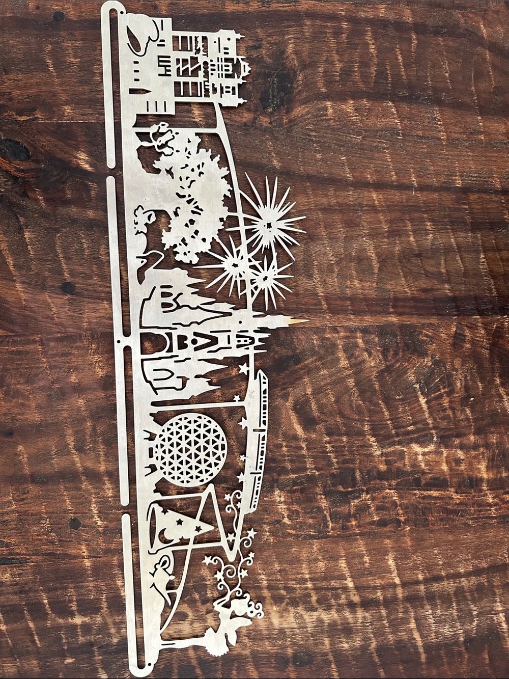 Vintage White Laser-Cut Disney Skyline